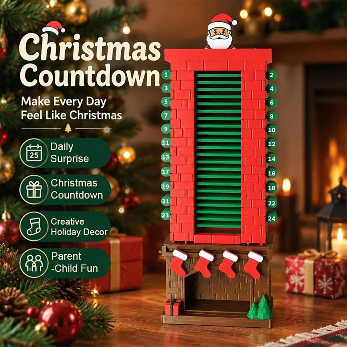 Mroace Moving Santa Chimney Advent Calendar