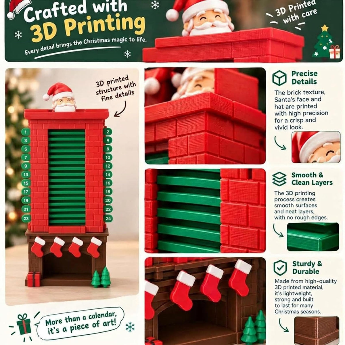 Mroace Moving Santa Chimney Advent Calendar