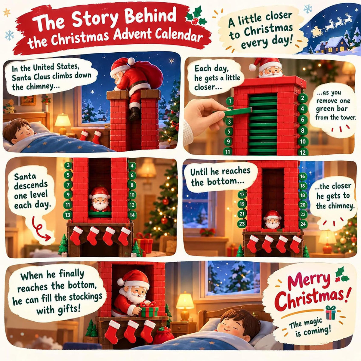 Mroace Moving Santa Chimney Advent Calendar