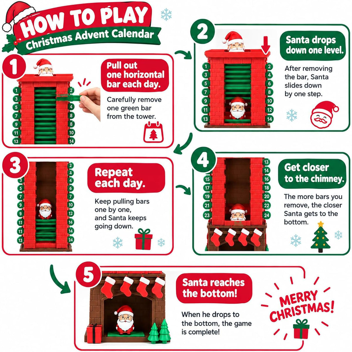 Mroace Moving Santa Chimney Advent Calendar