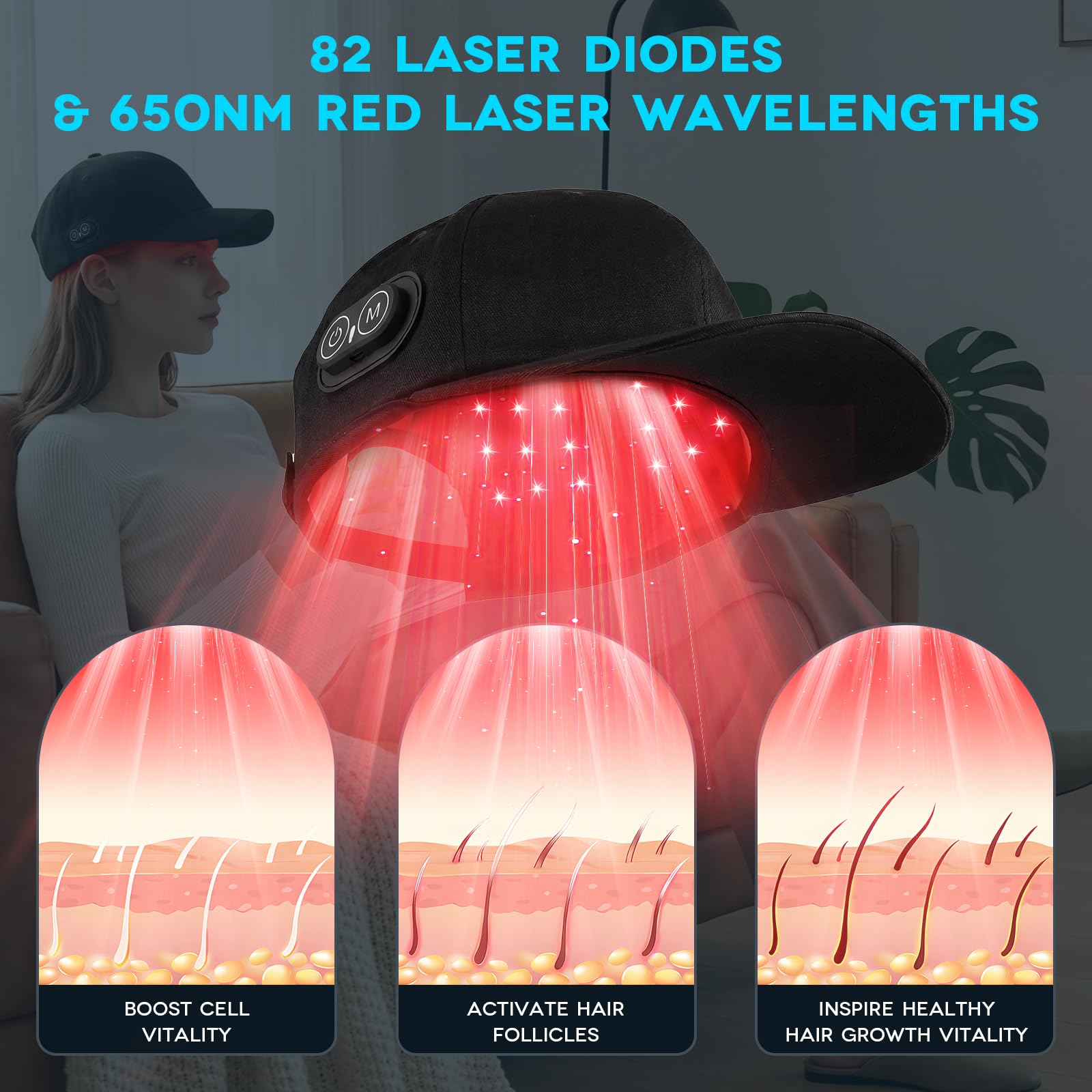 Mroace Wireless Rechargeable Hair Regrowth Laser Cap