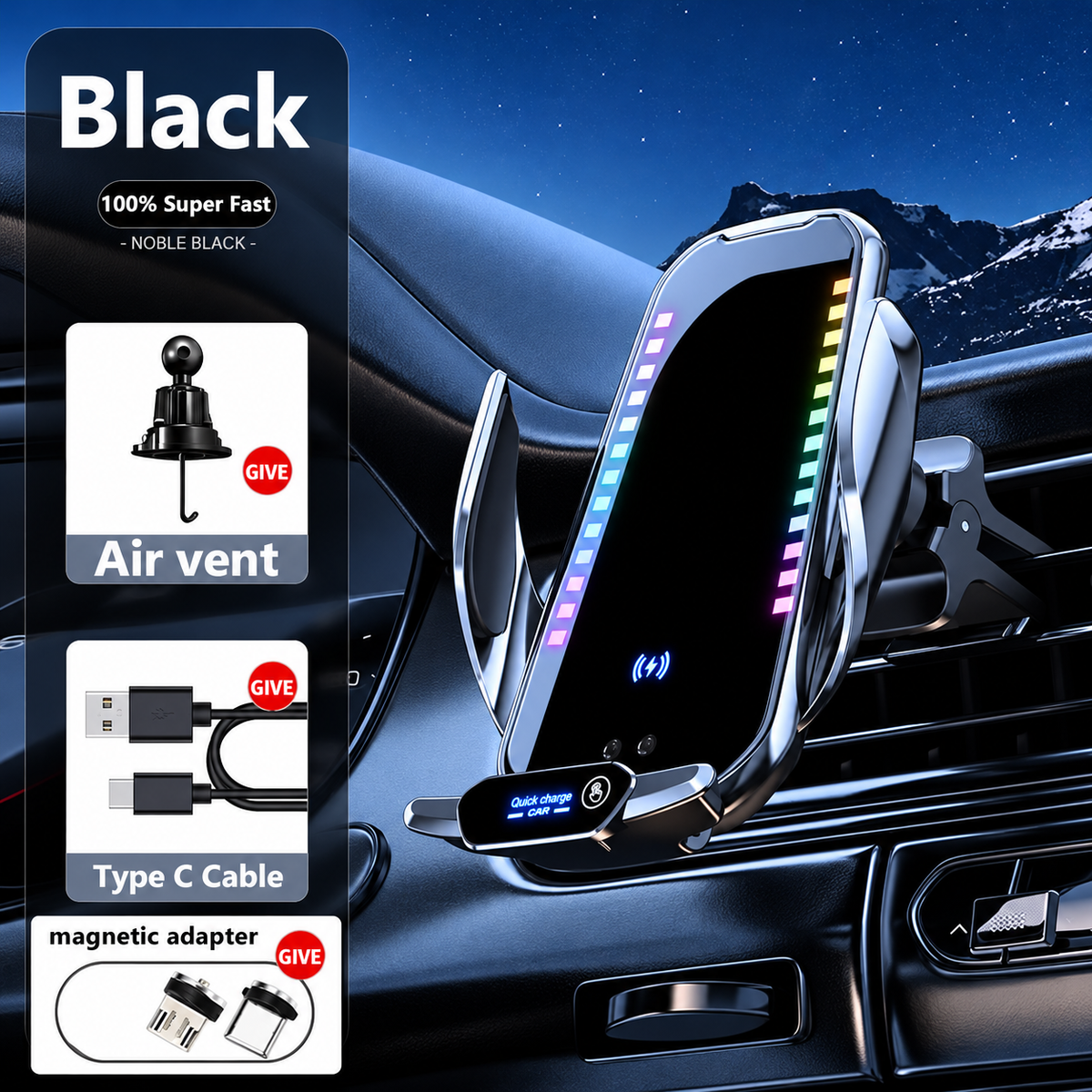 Mroace Adjustable Wireless Car Phone Holder And Charger