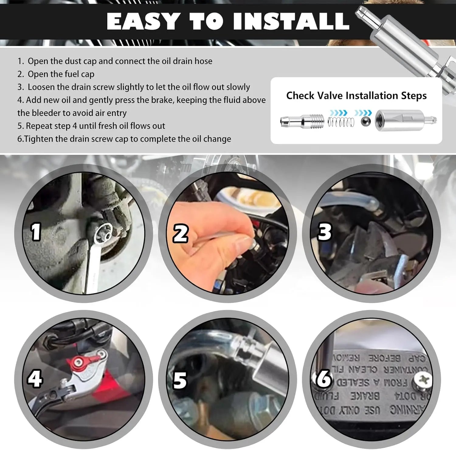 Mroace Universal One Way Brake Bleeder Hose Kit