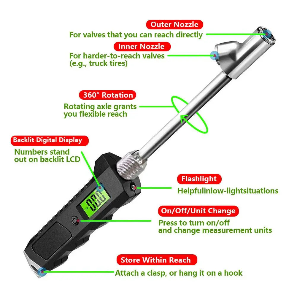 Mroace Digital Tire Pressure Gauge with LCD Flashlight