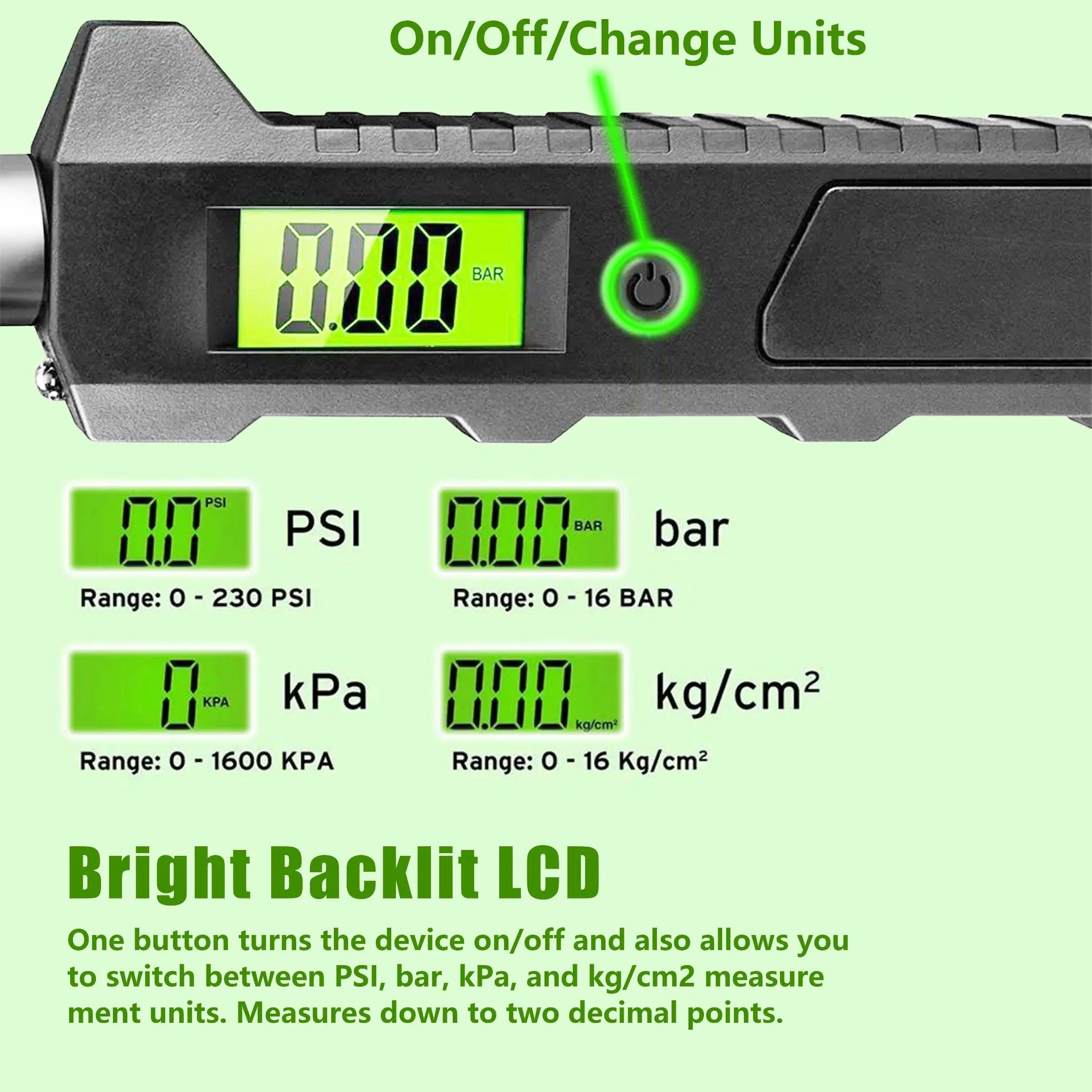 Mroace Digital Tire Pressure Gauge with LCD Flashlight