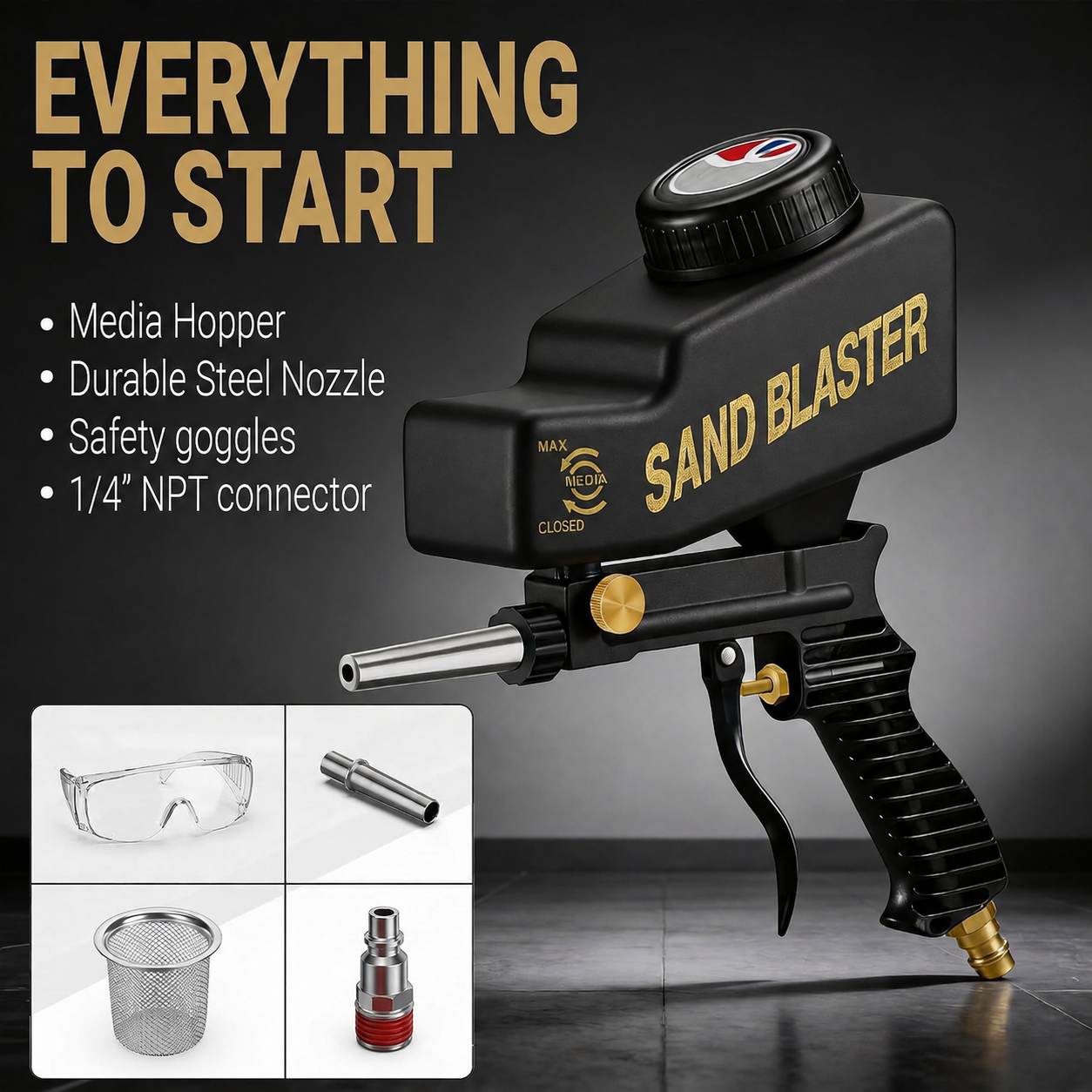 Mroace Portable Pneumatic Sand Blaster Gun Kit