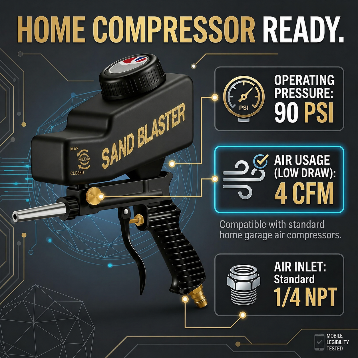 Mroace Portable Pneumatic Sand Blaster Gun Kit