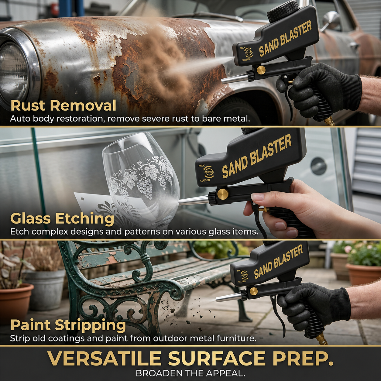 Mroace Portable Pneumatic Sand Blaster Gun Kit