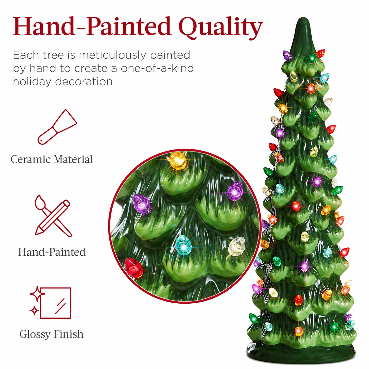 Mroace Pre Lit Hand Painted Ceramic Christmas Trees