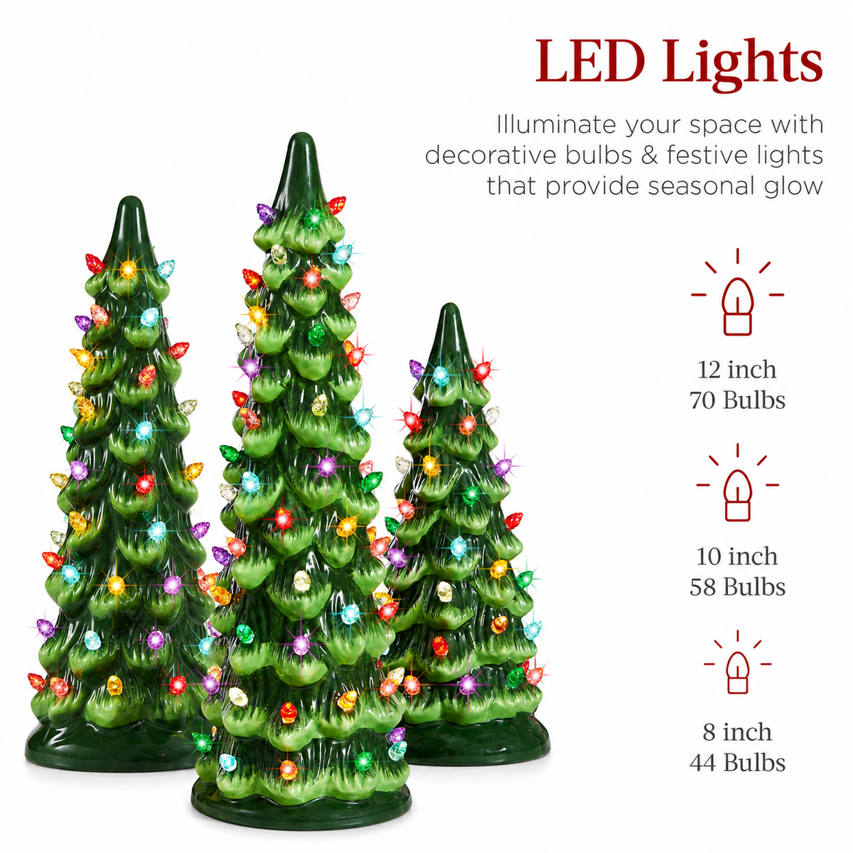 Mroace Pre Lit Hand Painted Ceramic Christmas Trees