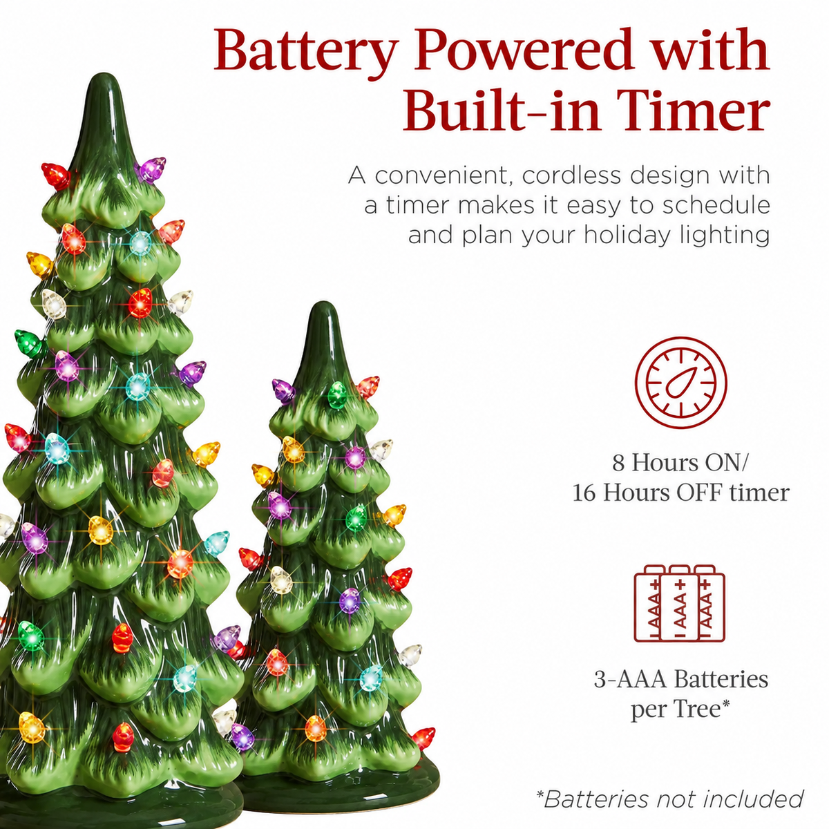 Mroace Pre Lit Hand Painted Ceramic Christmas Trees