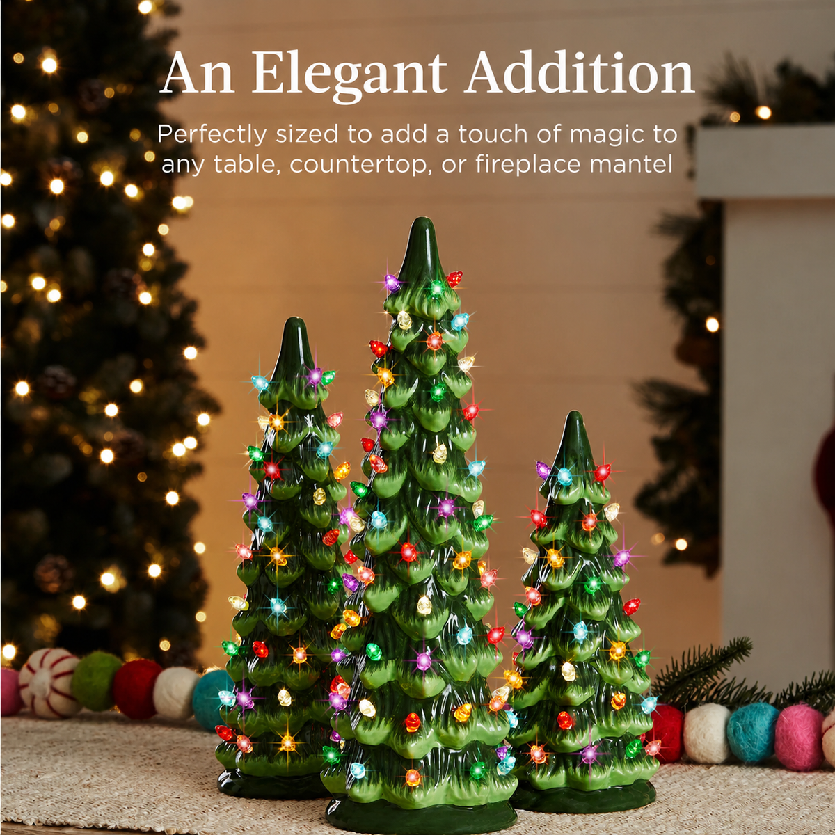 Mroace Pre Lit Hand Painted Ceramic Christmas Trees