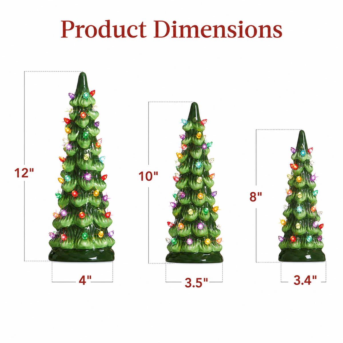 Mroace Pre Lit Hand Painted Ceramic Christmas Trees