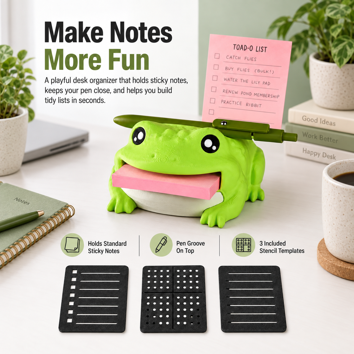 Mroace Toad Sticky Note Holder With Templates