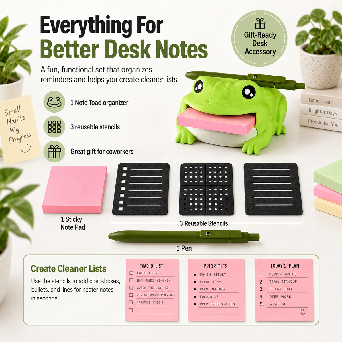 Mroace Toad Sticky Note Holder With Templates