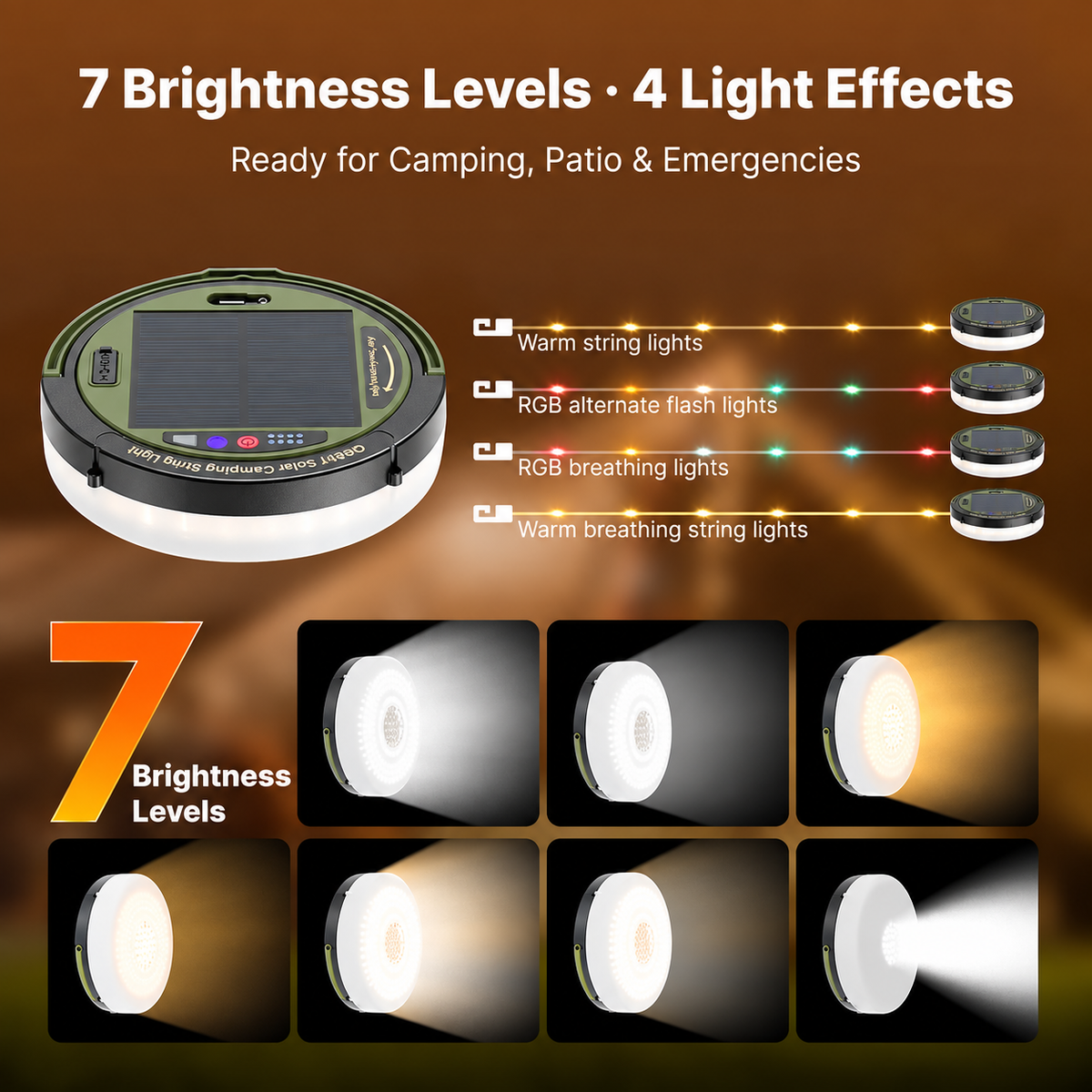 Mroace Retractable Solar LED Fairy String Lights