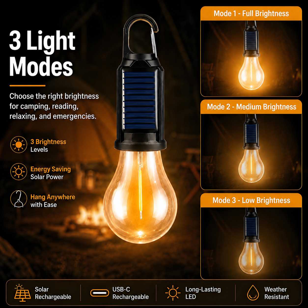 Mroace Solar Rechargeable LED Camping Lanterns