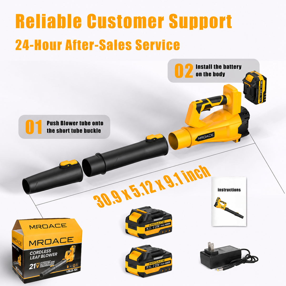 Mroace Cordless High Power Leaf Blower