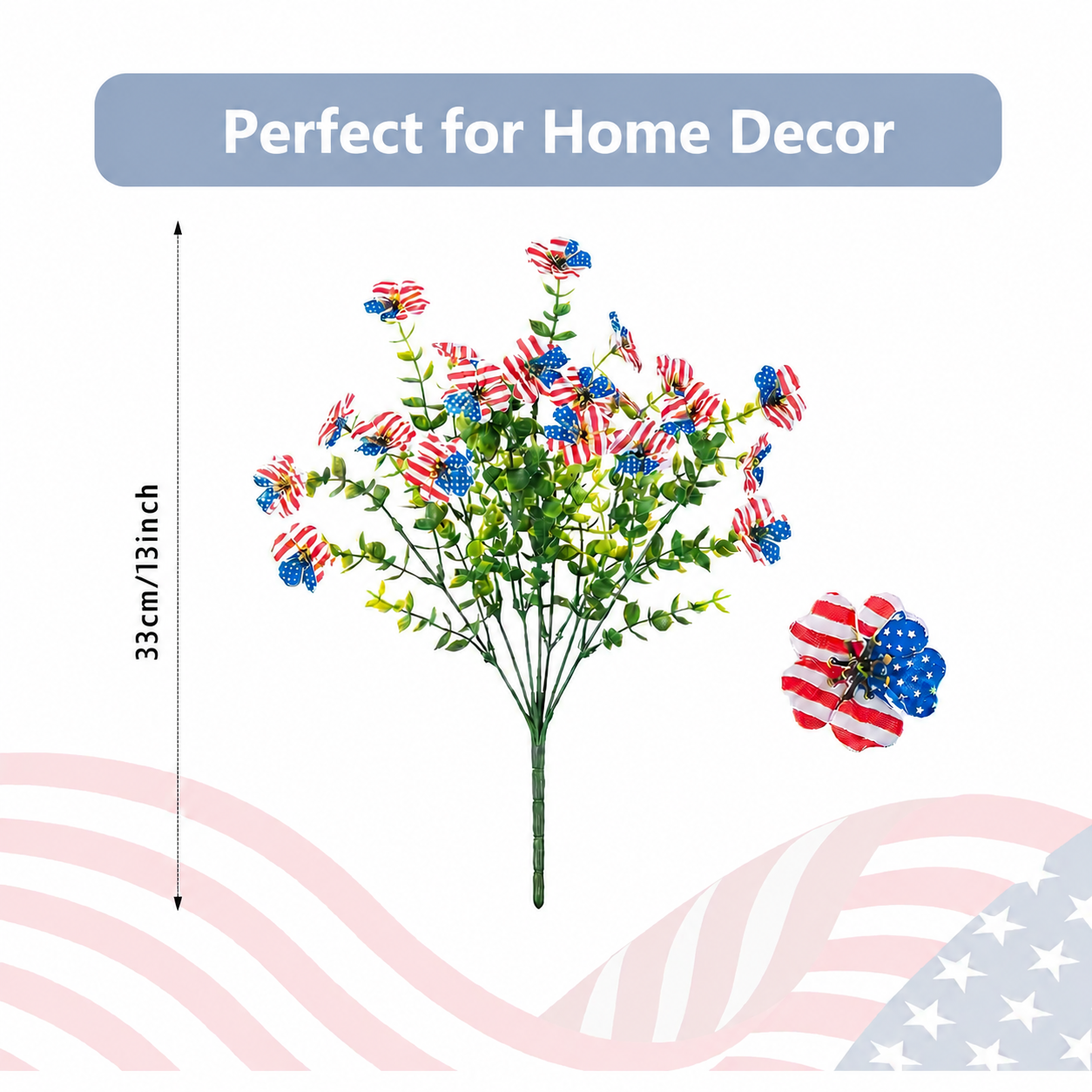 Mroace Patriotic Red White Blue Artificial Flowers
