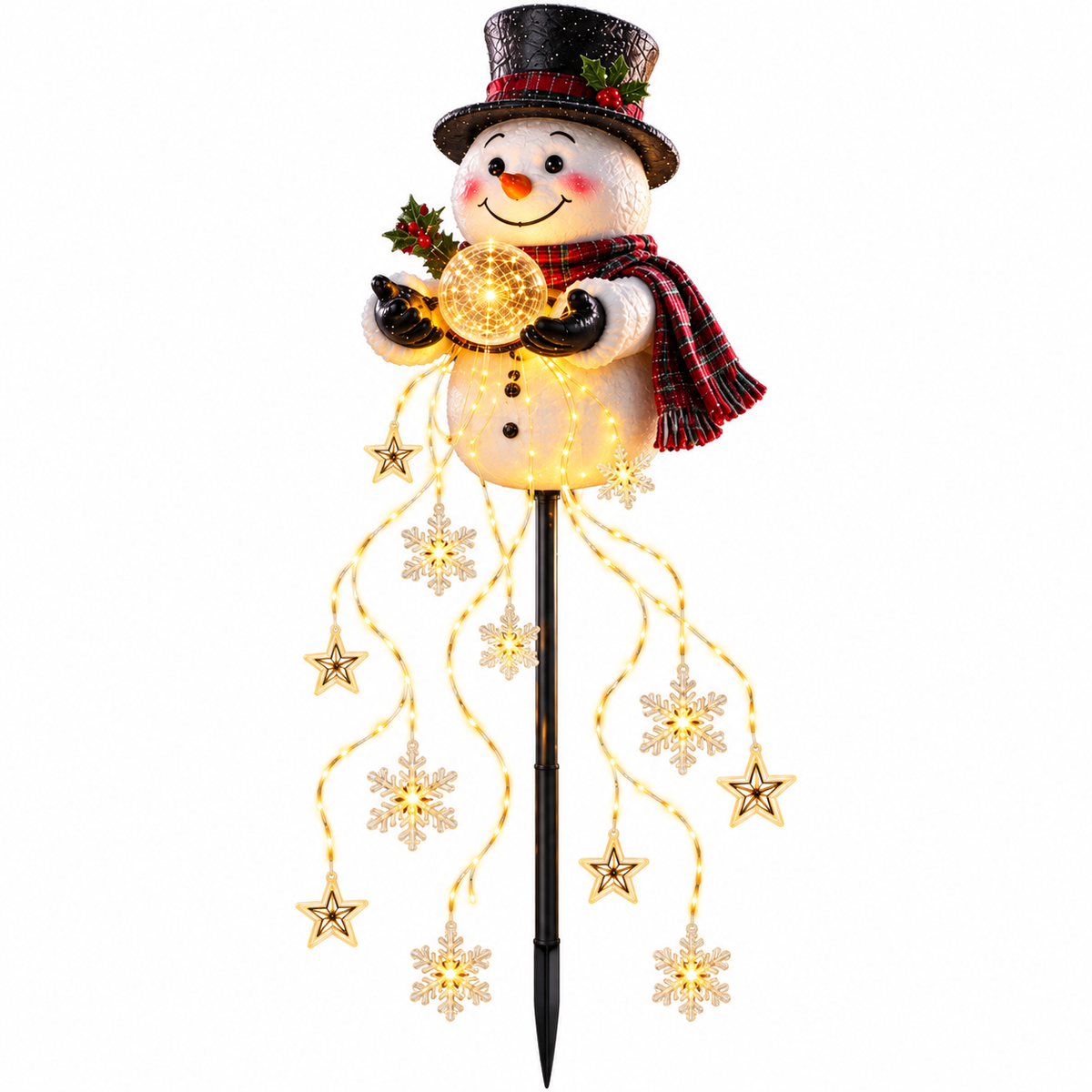 Mroace LED Snowman Magic Fountain Stake Light