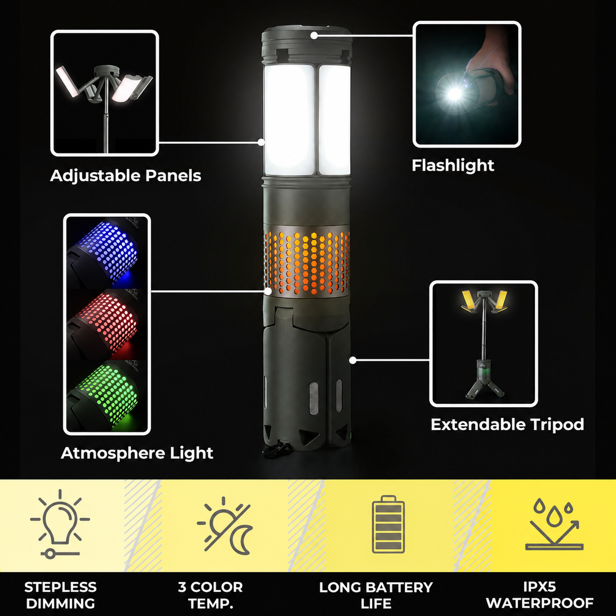 Mroace Telescopic Camping Light With Magnetic Stand