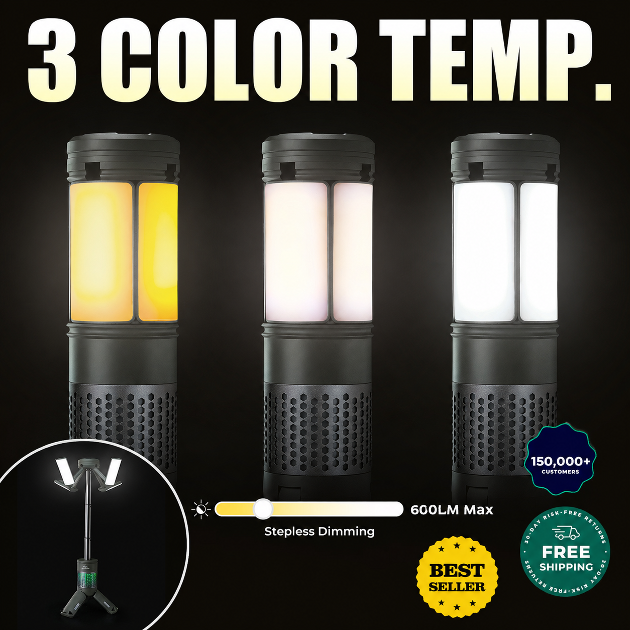 Mroace Telescopic Camping Light With Magnetic Stand
