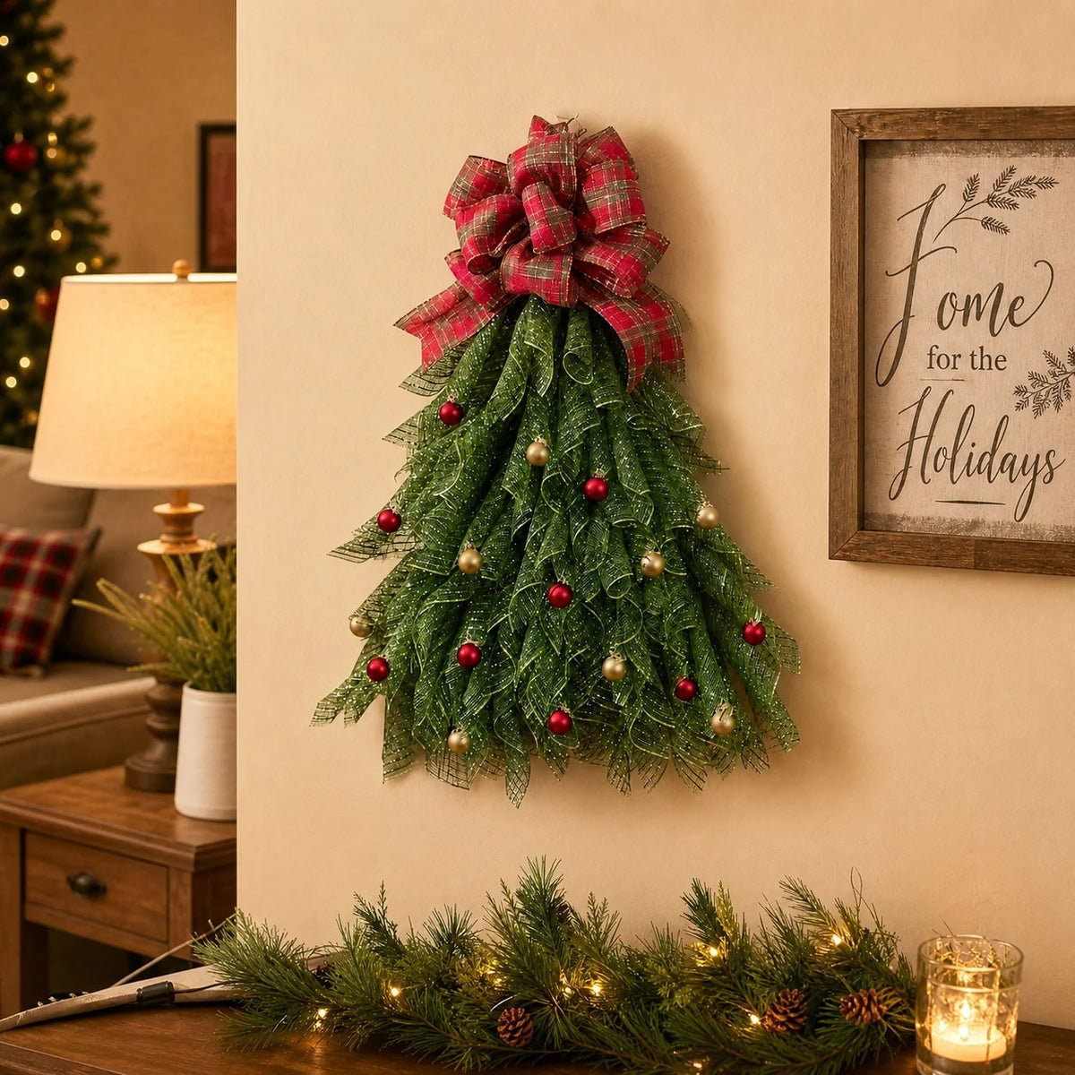 Mroace Handmade Christmas Tree Door Wreath