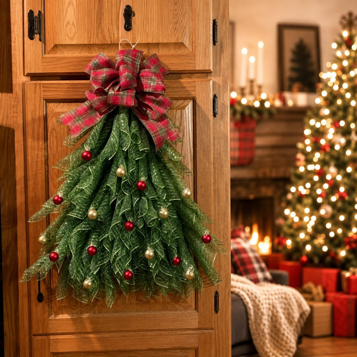 Mroace Handmade Christmas Tree Door Wreath