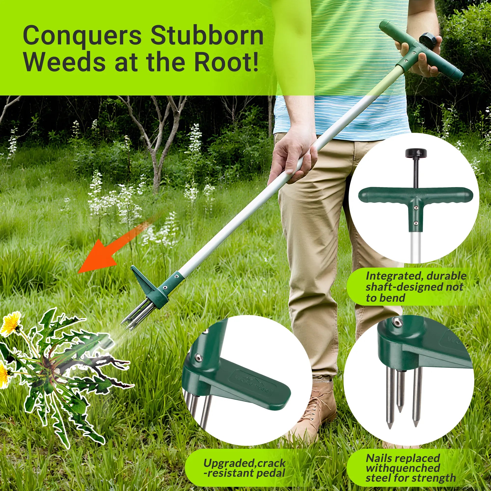 Mroace Long Handle 3-Claw Weed Puller Tool