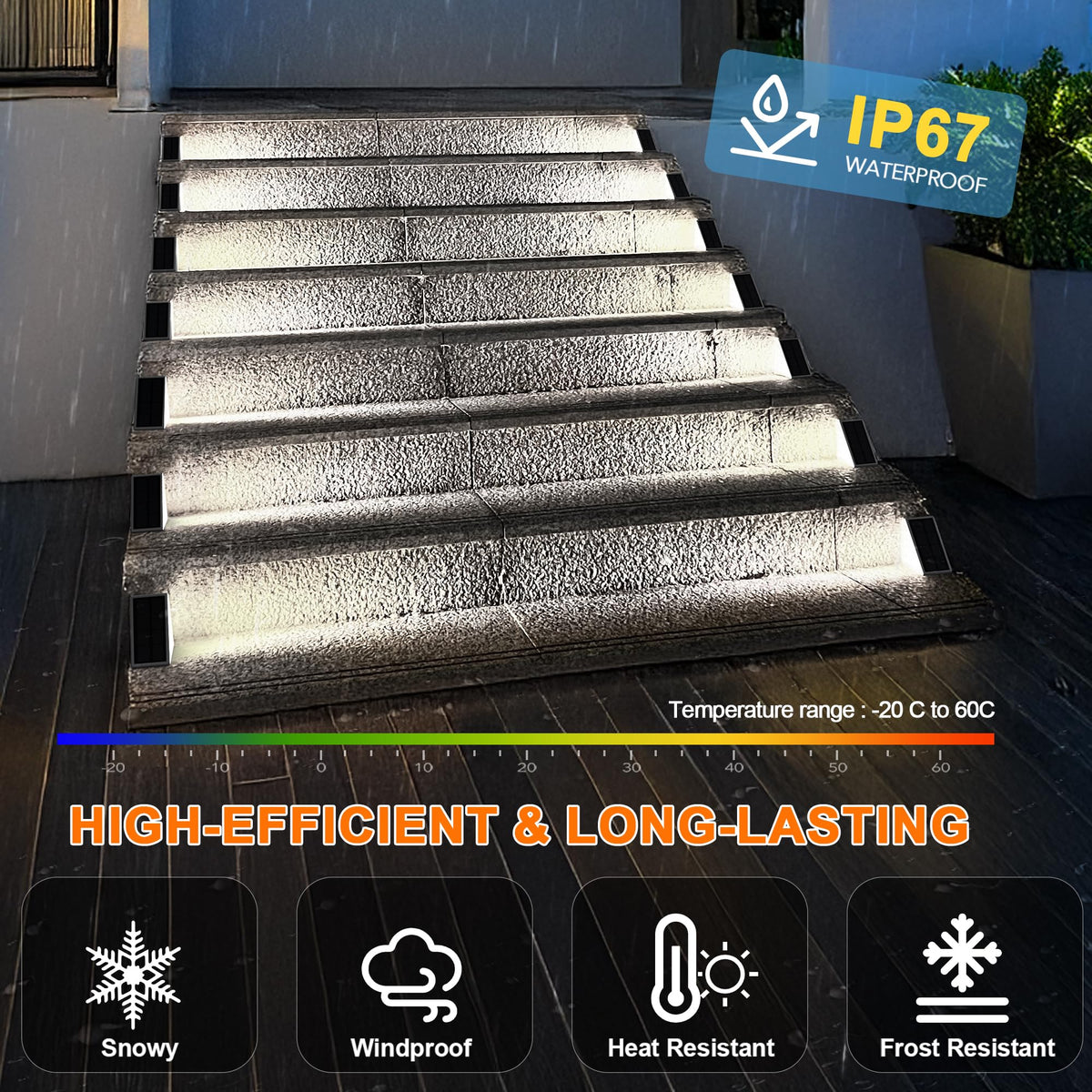 Mroace Waterproof Solar LED Step Lights