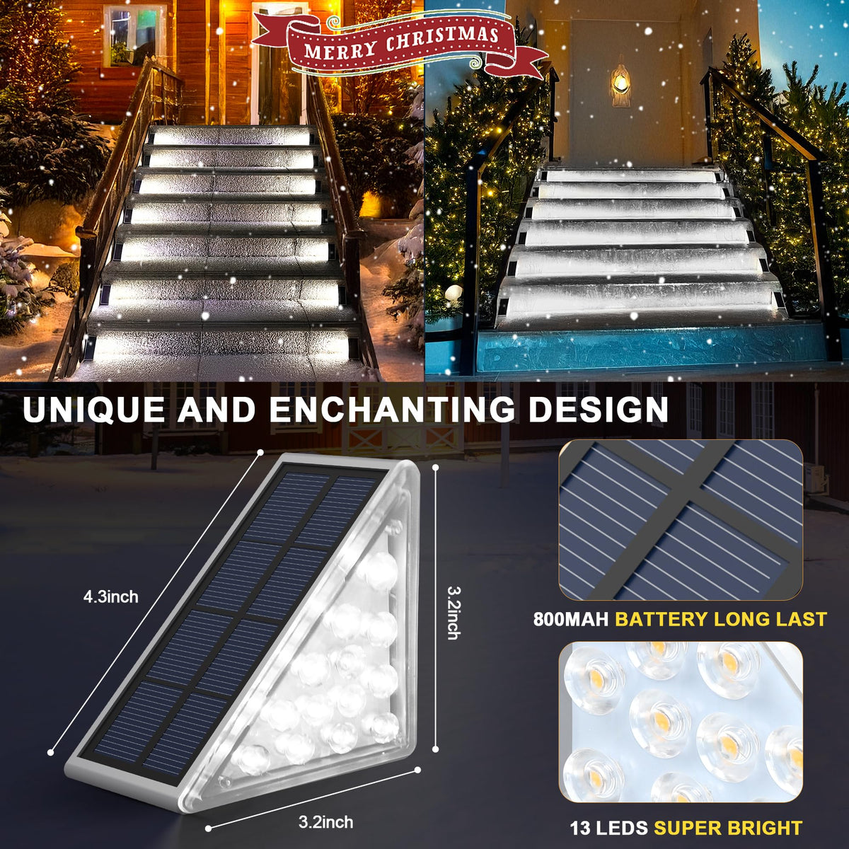 Mroace Waterproof Solar LED Step Lights