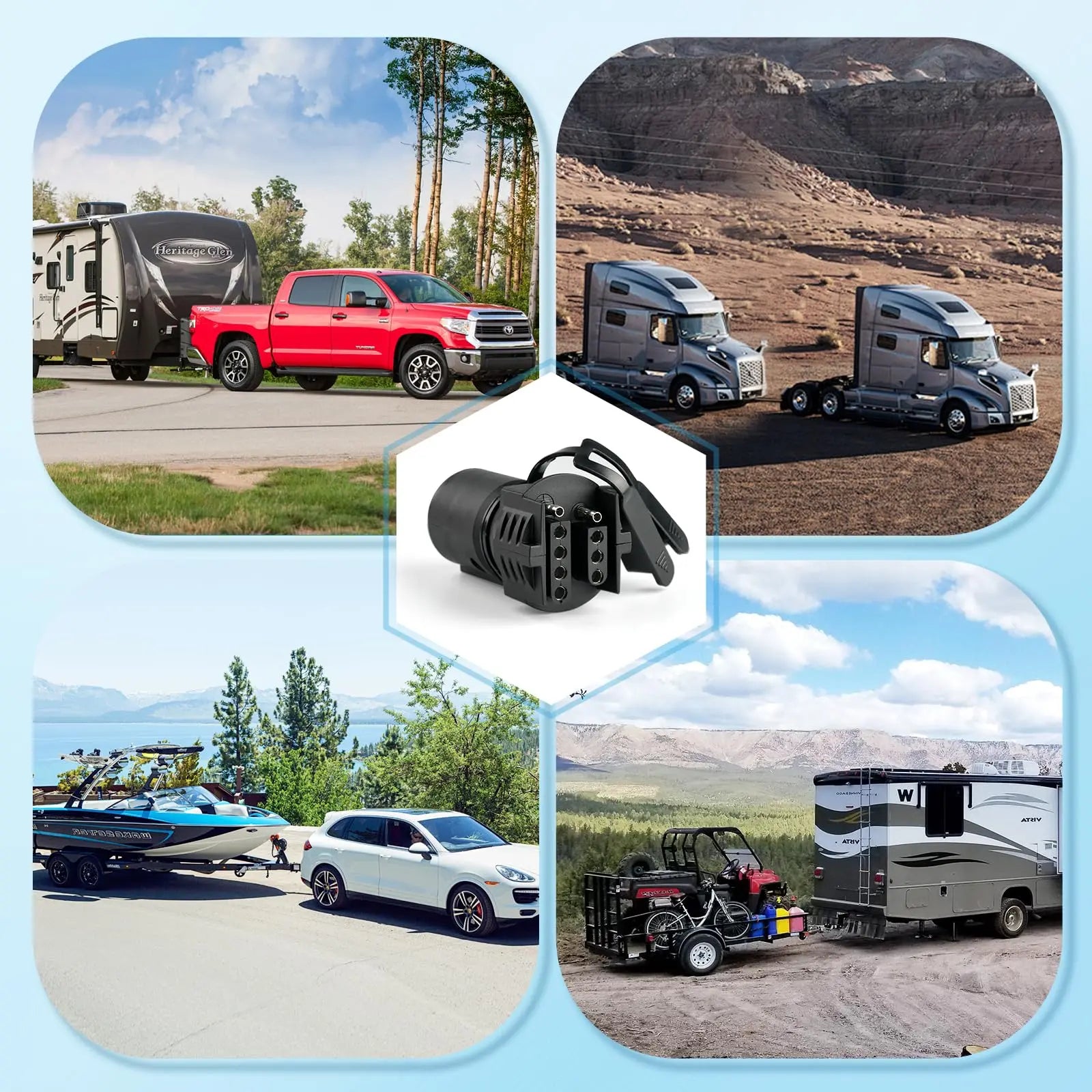Mroace 7 Pin to 4 Pin Trailer Adapter