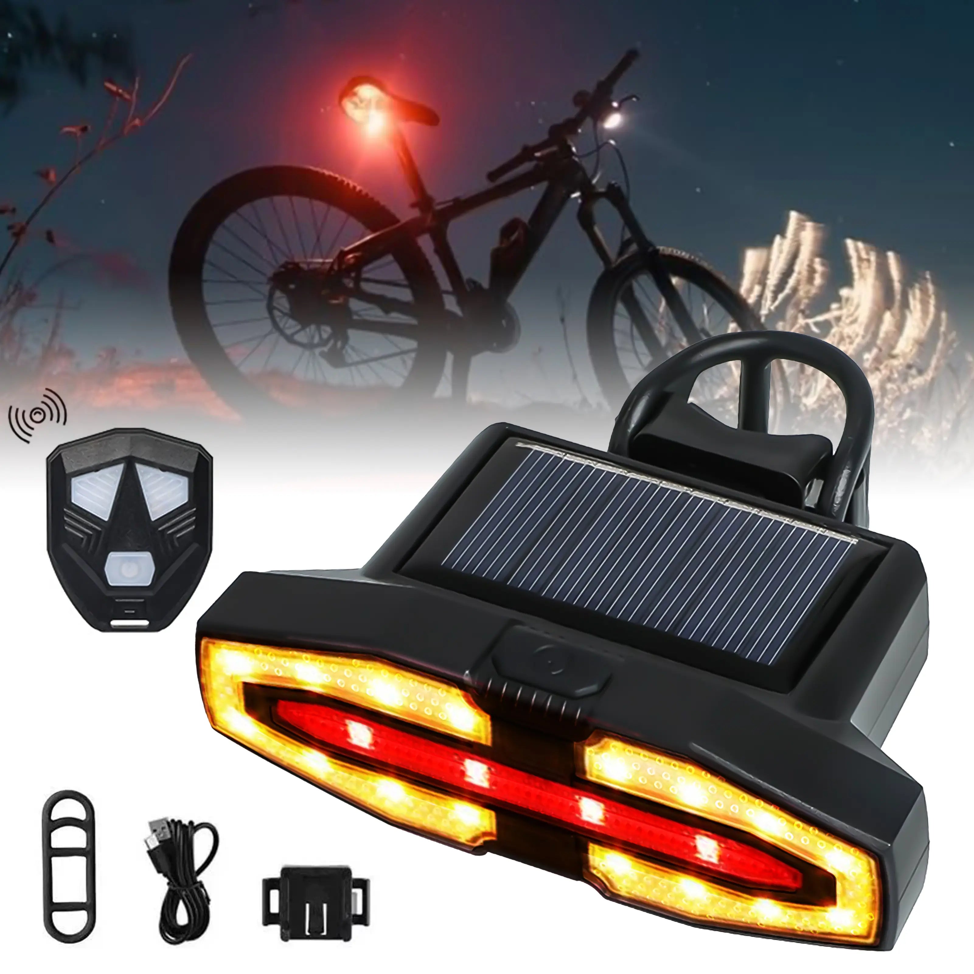 Mroace USB Rechargeable Solar Bicycle Tail Light