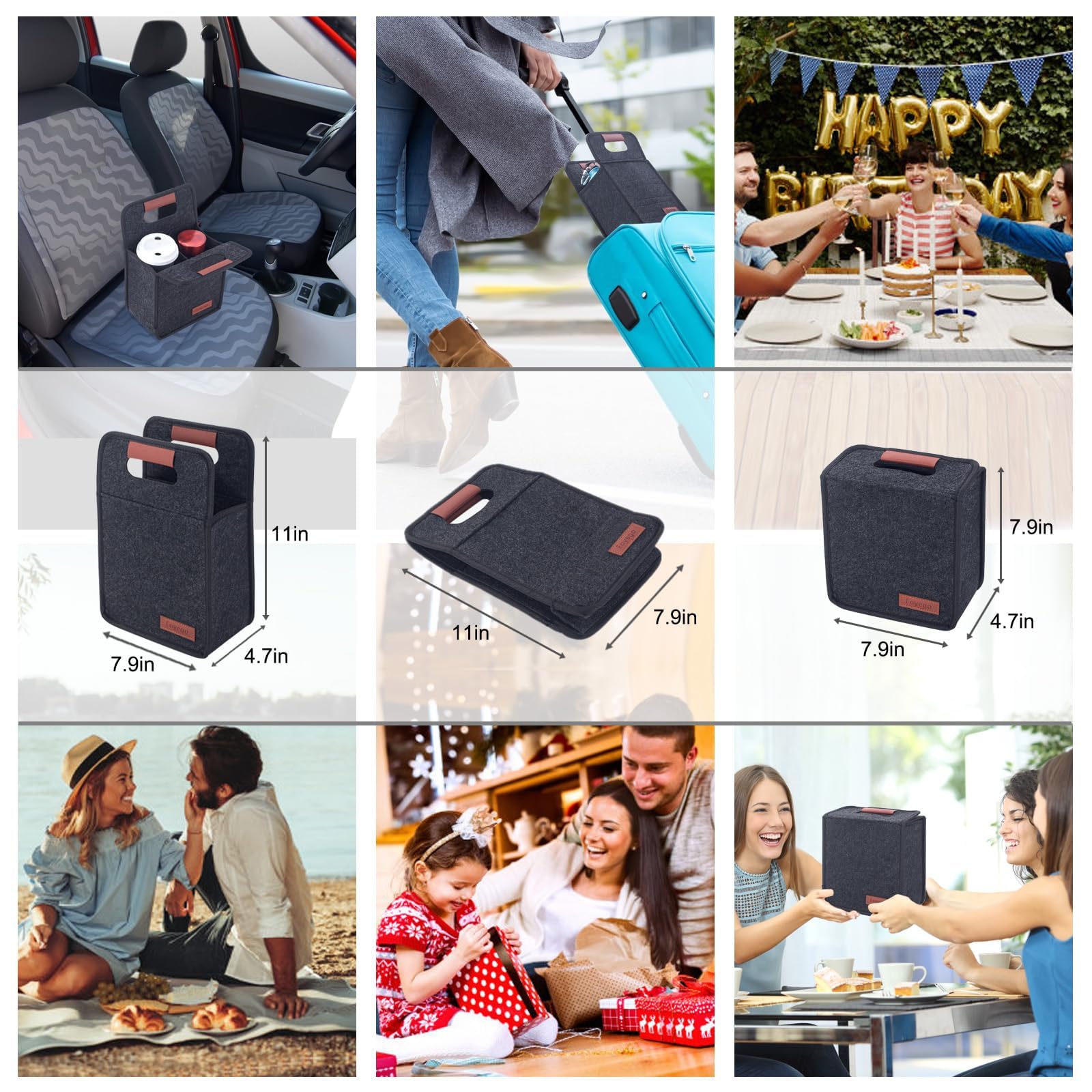 Mroace 6-Cup Insulated Drink Carrier with Foldable Handle