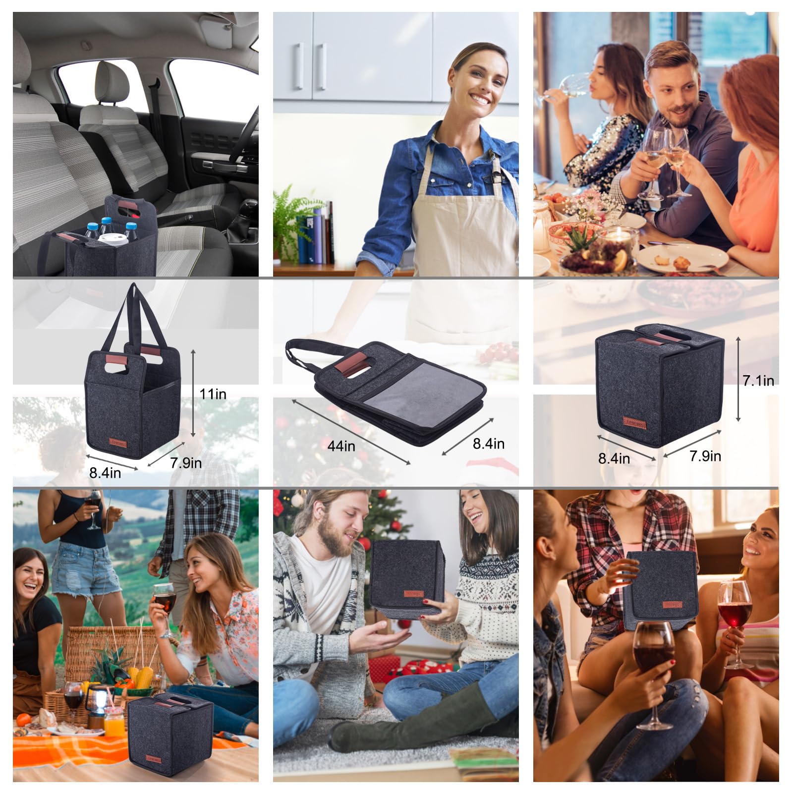 Mroace 6-Cup Insulated Drink Carrier with Foldable Handle