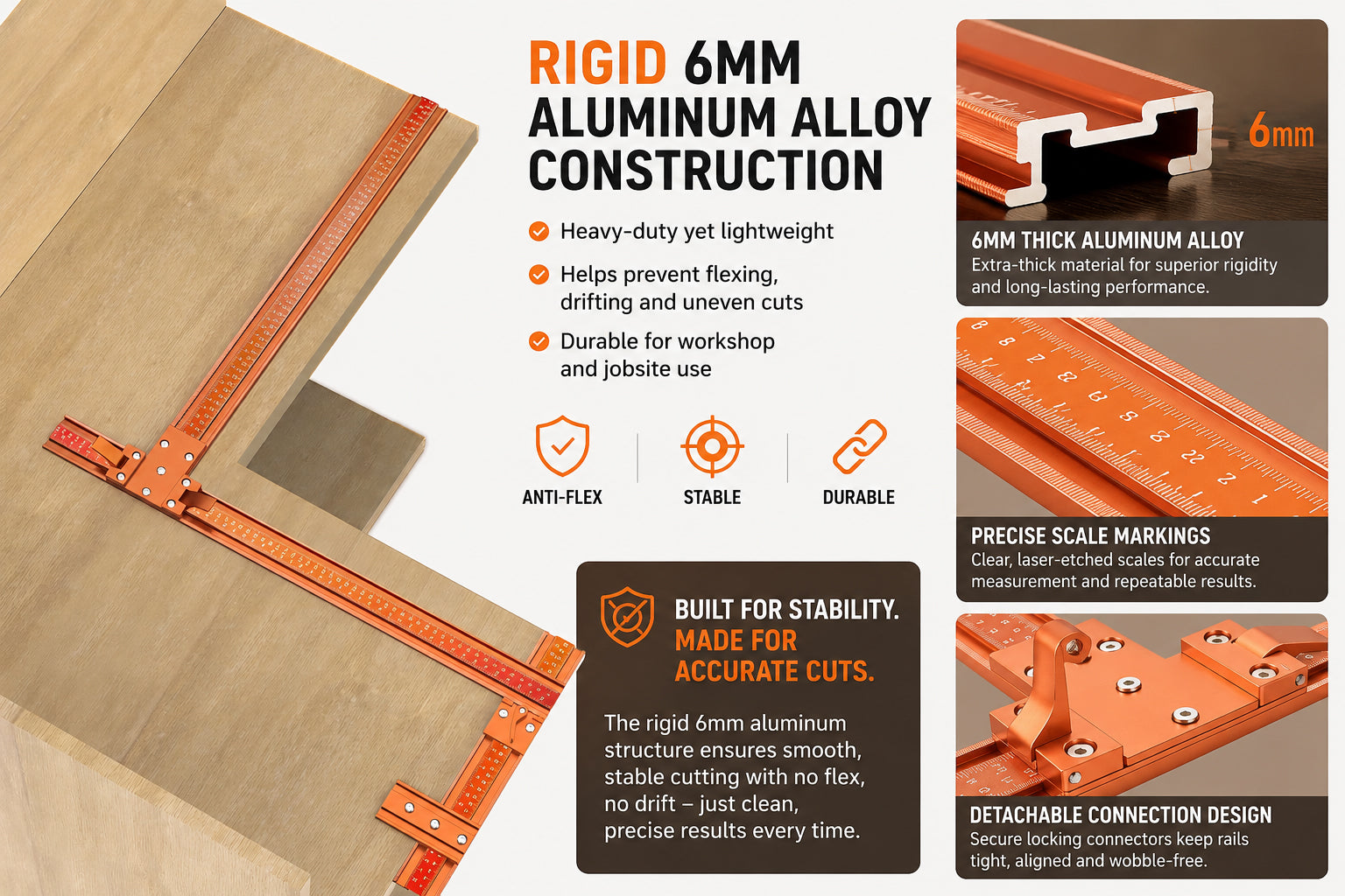 Mroace Aluminum Alloy Circular Saw Guide Rail