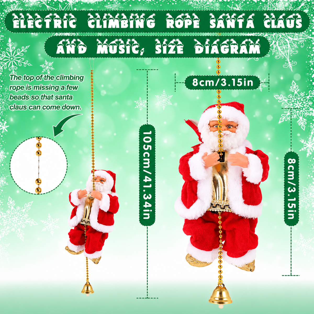 Mroace Musical Electric Climbing Santa Christmas Decoration