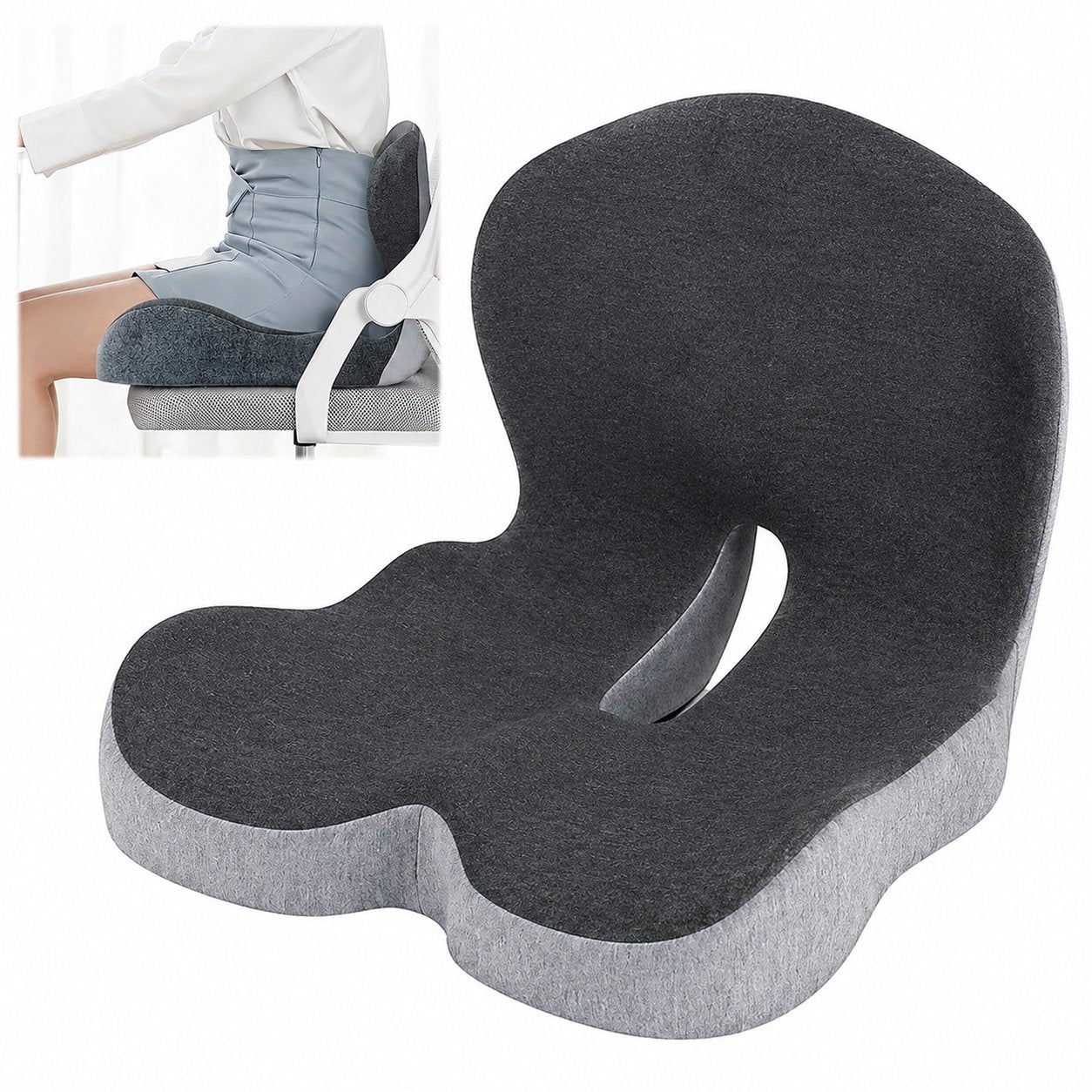 Mroace Ergonomic Memory Foam Seat Cushion with Lumbar Support