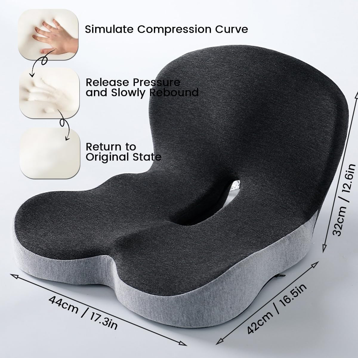 Mroace Ergonomic Memory Foam Seat Cushion with Lumbar Support
