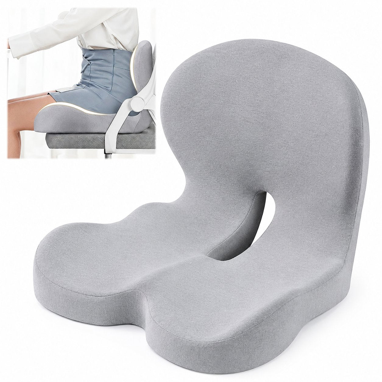 Mroace Ergonomic Memory Foam Seat Cushion with Lumbar Support