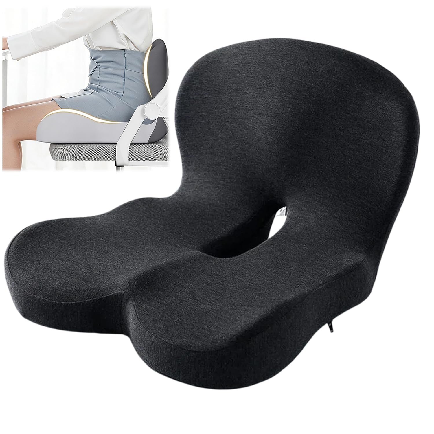 Mroace Ergonomic Memory Foam Seat Cushion with Lumbar Support