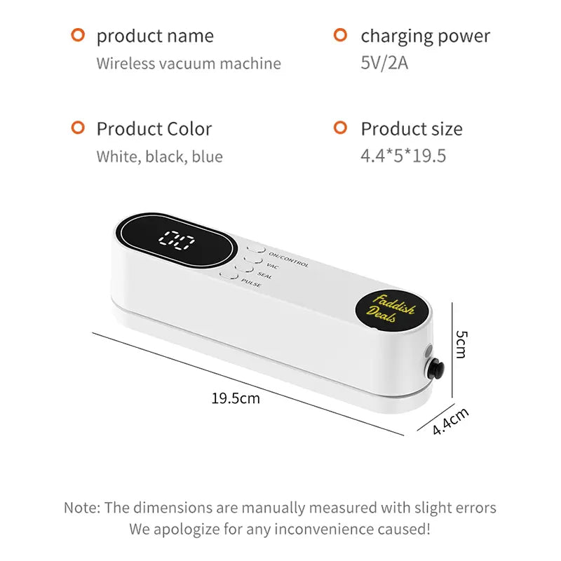 Mroace Wireless Vacuum Food Storage Sealer Pump