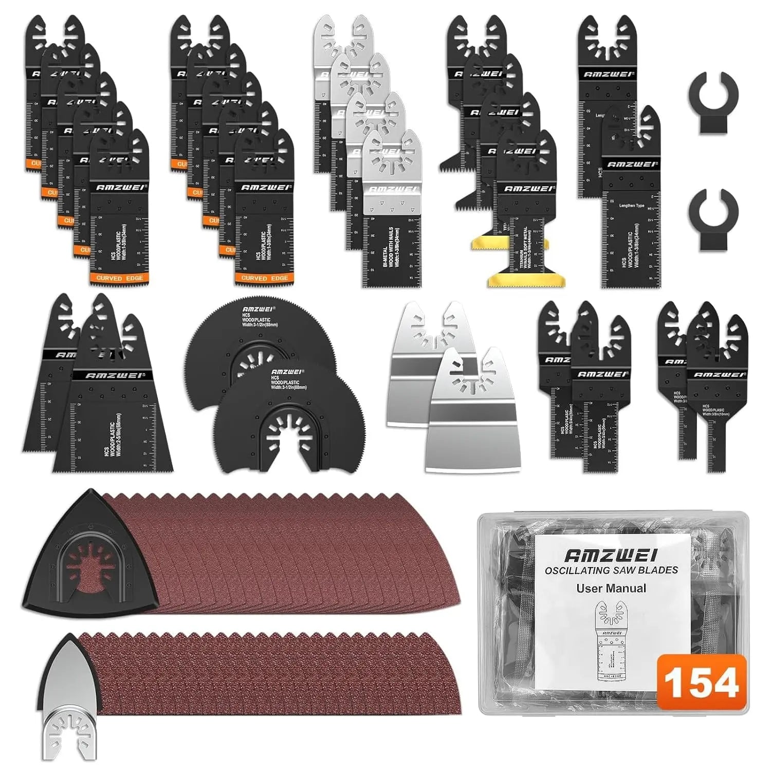 Mroace 154-Piece Oscillating Saw Blade and Sanding Kit