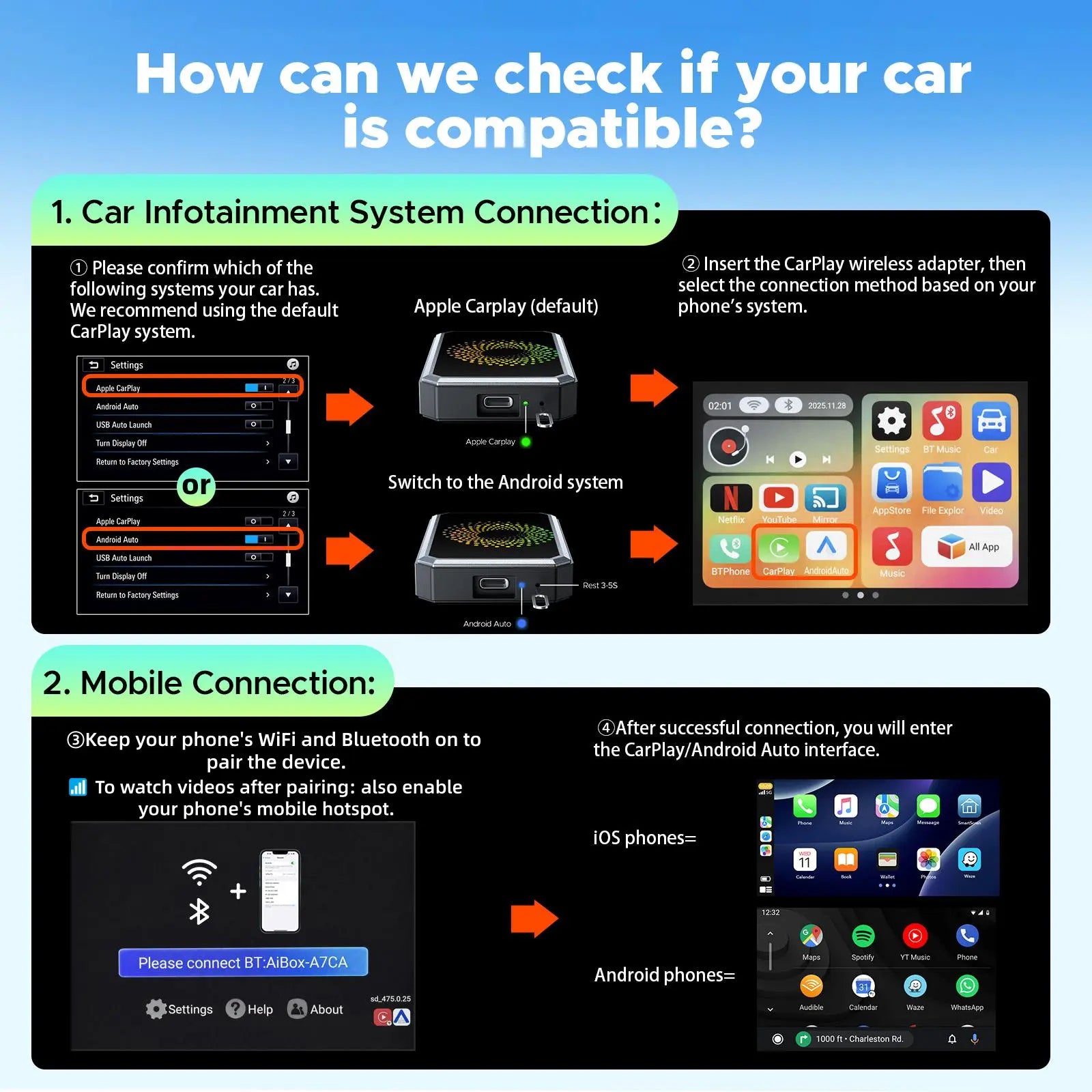 Mroace 2026 Wired CarPlay to Wireless Adapter