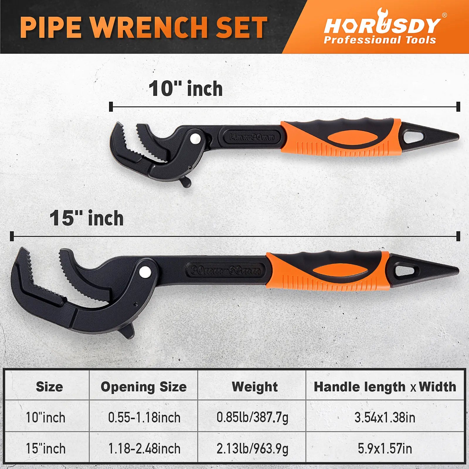 Mroace Heavy-Duty Self-Adjusting Pipe Wrench Set