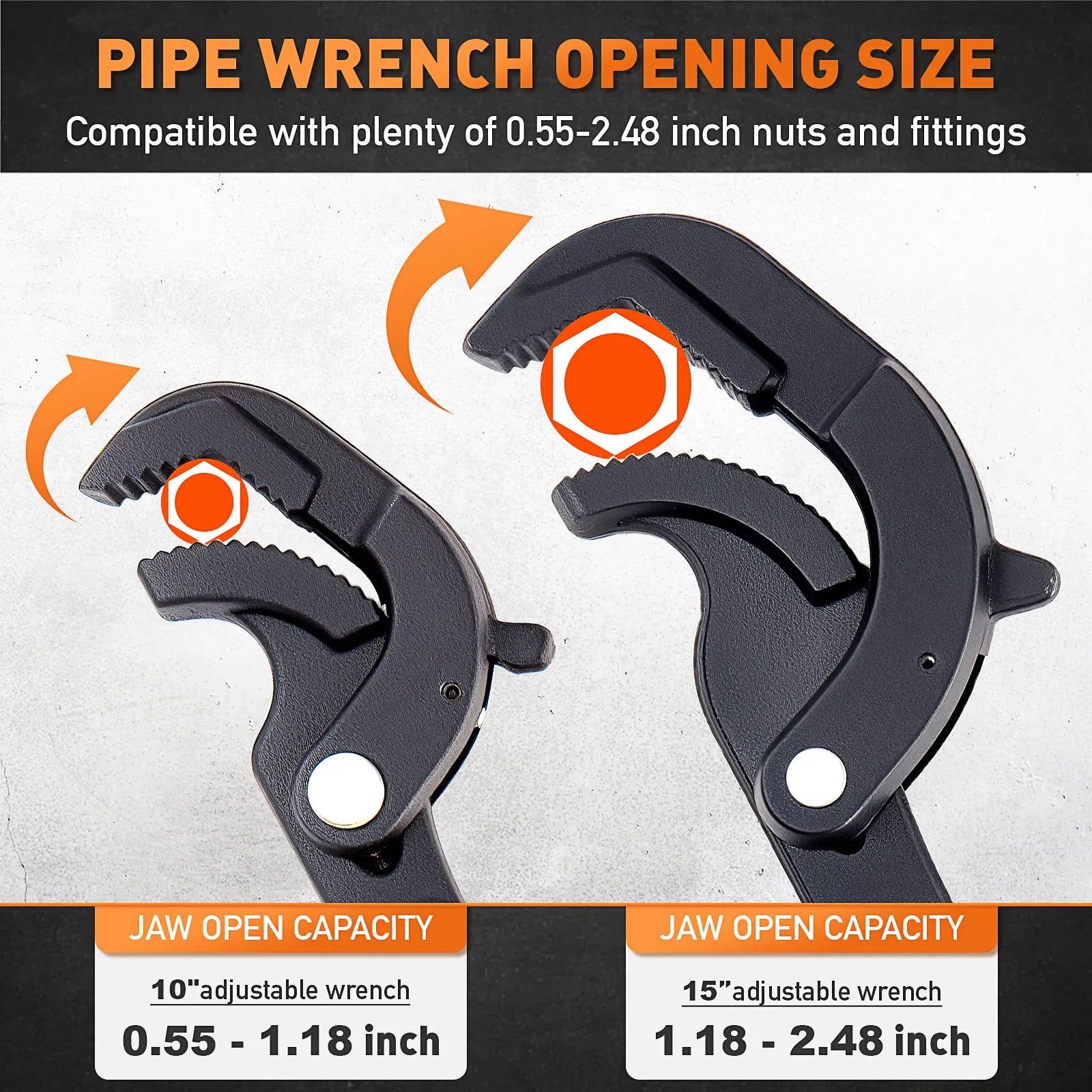 Mroace Heavy-Duty Self-Adjusting Pipe Wrench Set