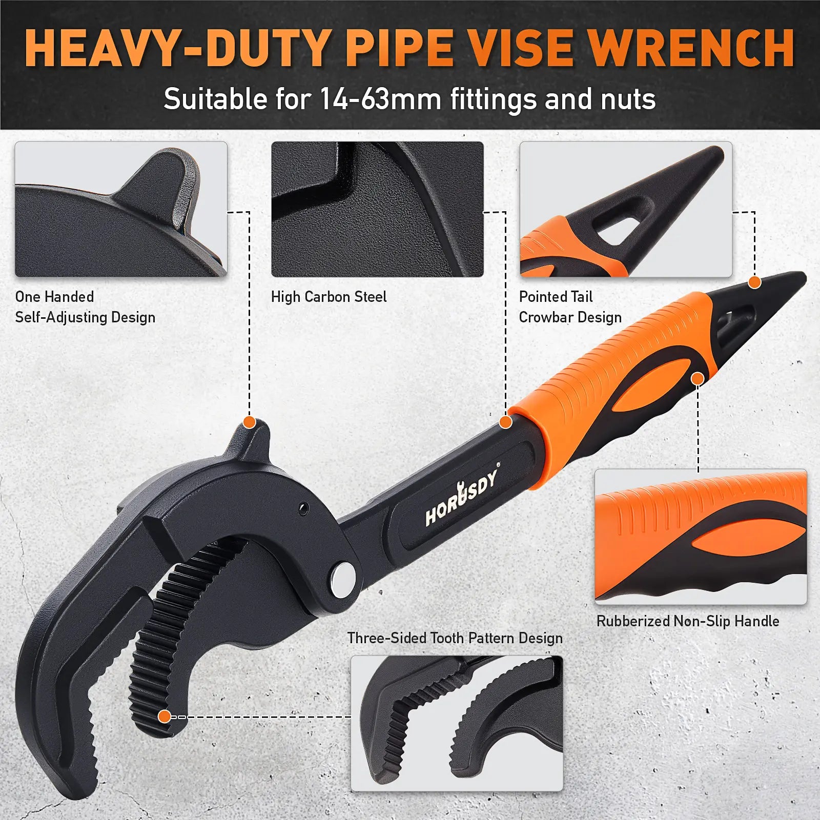 Mroace Heavy-Duty Self-Adjusting Pipe Wrench Set