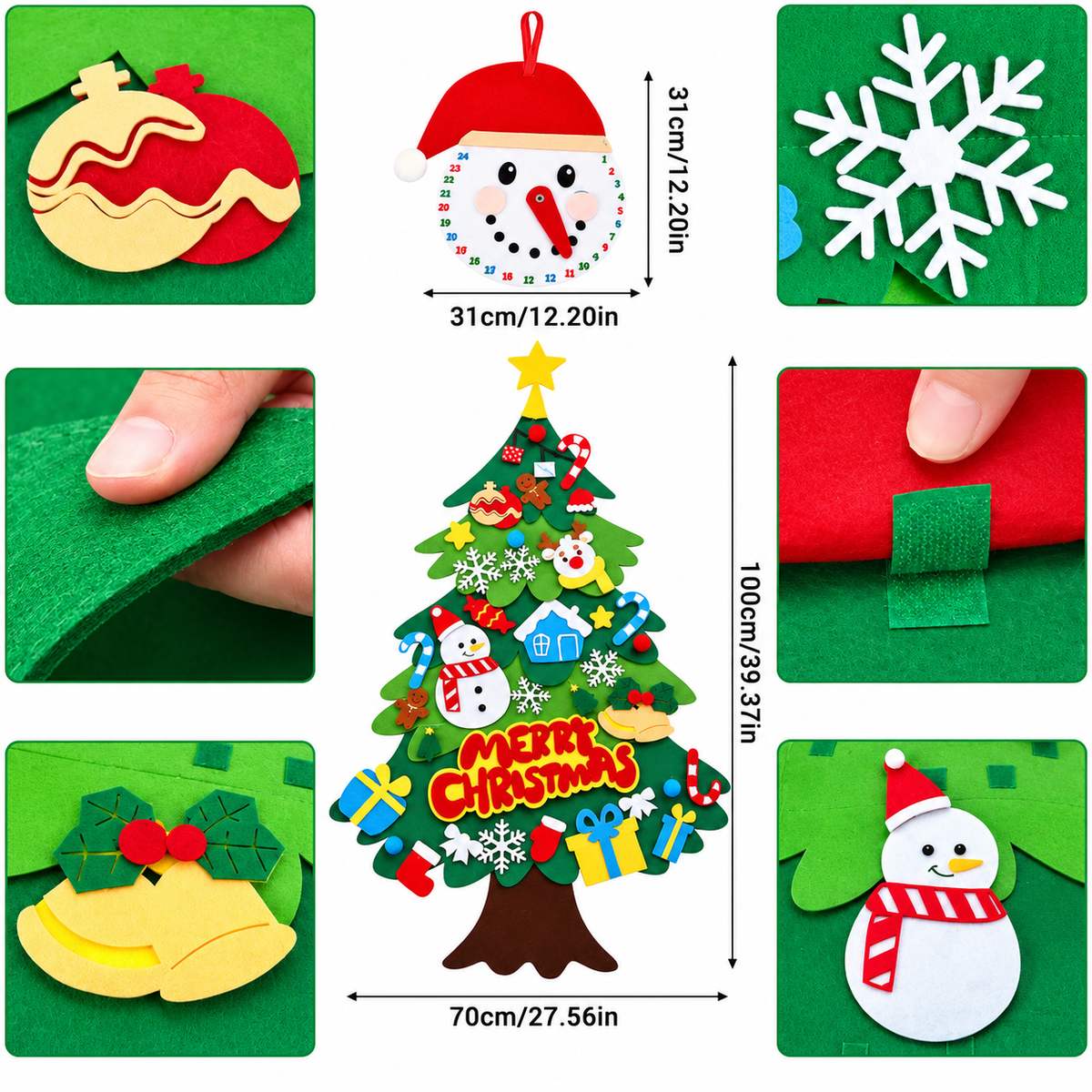 Mroace DIY Felt Christmas Tree With LED Lights