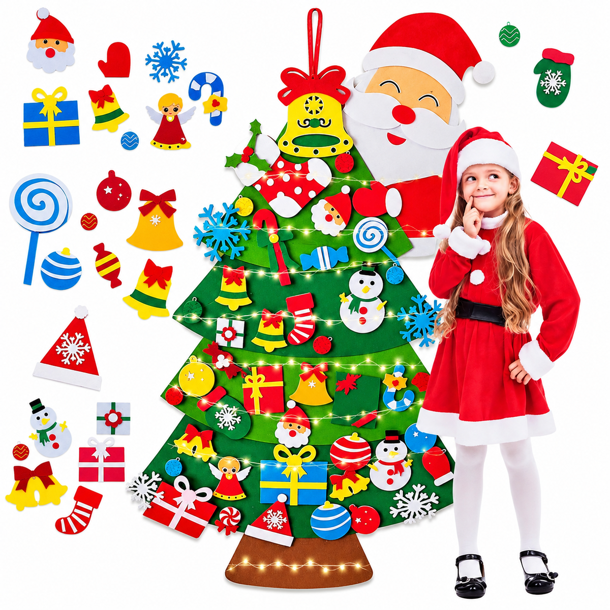 Mroace DIY Felt Christmas Tree With LED Lights