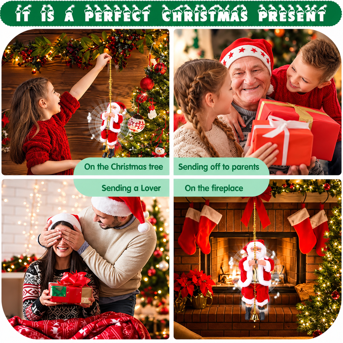 Mroace Musical Electric Climbing Santa Christmas Decoration